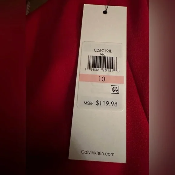❤️ NWT! Red CALVIN KLEIN Puff Sleeve Sheath Dress - Size 10 - Picture 6 of 9